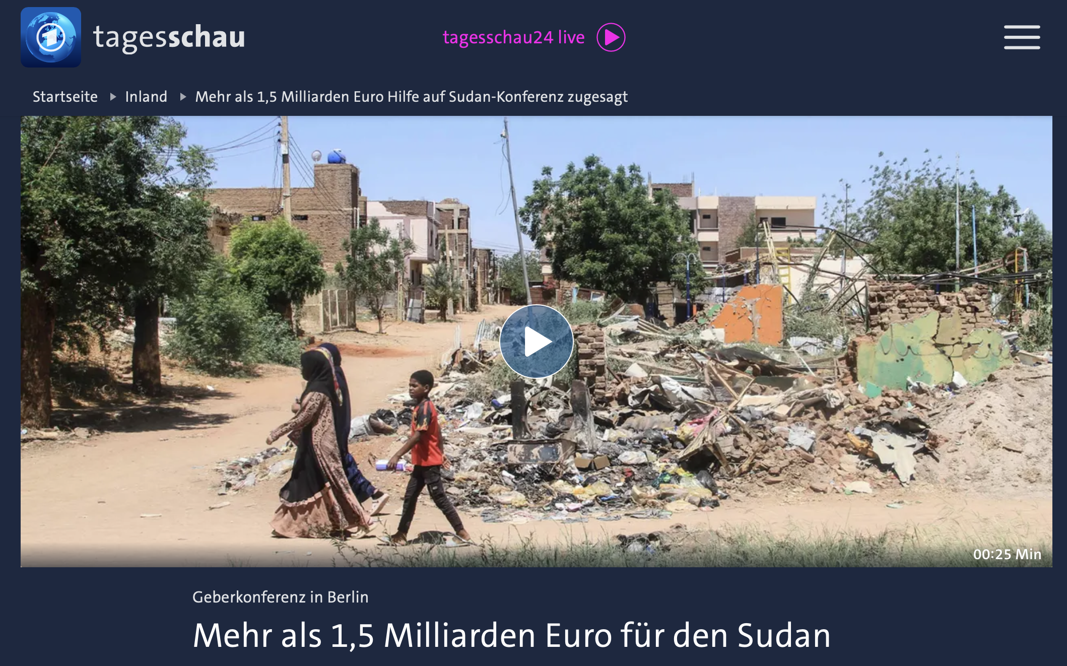 Mehr als 1,5 Milliarden Euro Hilfe auf Sudan-Konferenz zugesagt